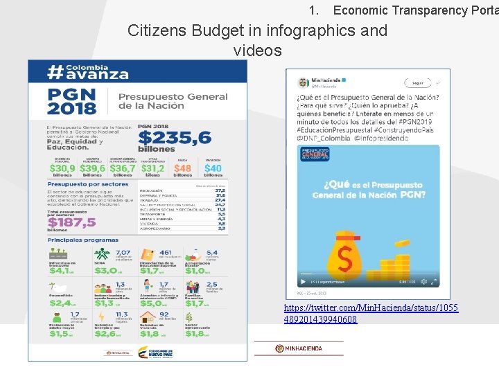 1. Economic Transparency Porta Citizens Budget in infographics and videos https: //twitter. com/Min. Hacienda/status/1055