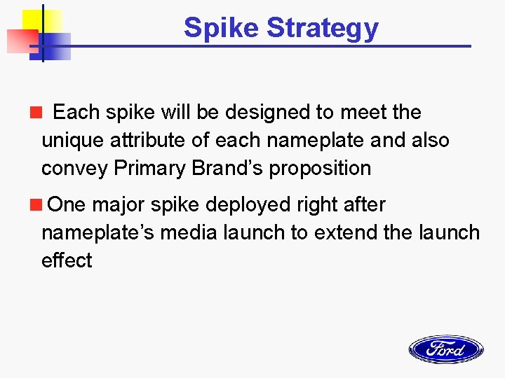 Spike Strategy < Each spike will be designed to meet the unique attribute of