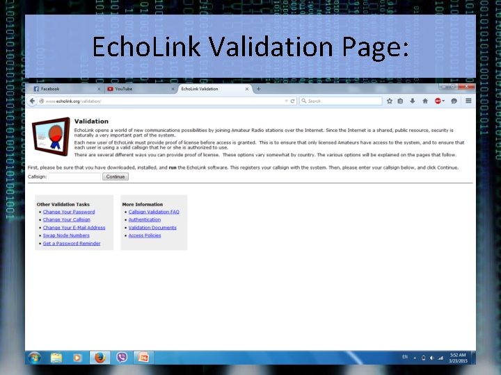 Echo. Link Validation Page: 