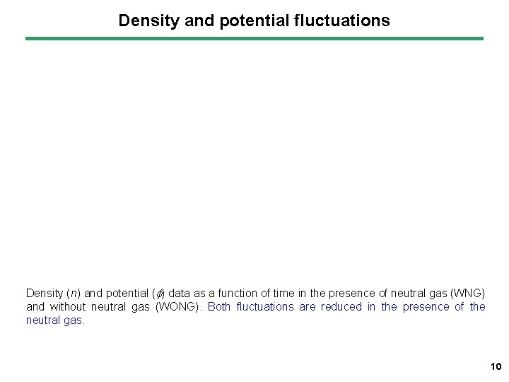 Density and potential fluctuations Density (n) and potential ( ) data as a function