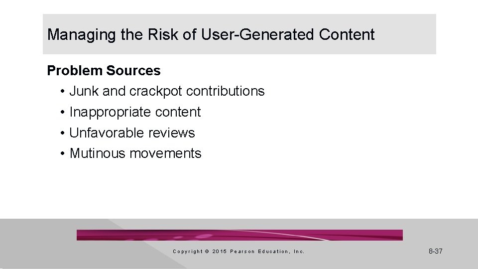 Managing the Risk of User-Generated Content Problem Sources • Junk and crackpot contributions •