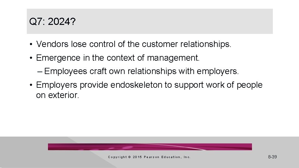 Q 7: 2024? • Vendors lose control of the customer relationships. • Emergence in