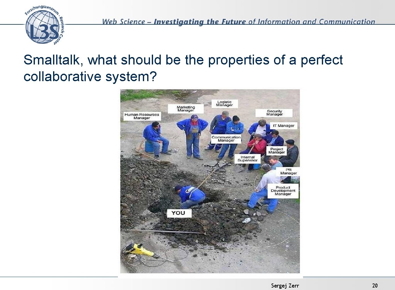 Smalltalk, what should be the properties of a perfect collaborative system? Sergej Zerr 20