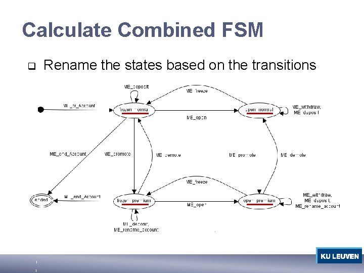 Calculate Combined FSM q Rename the states based on the transitions 