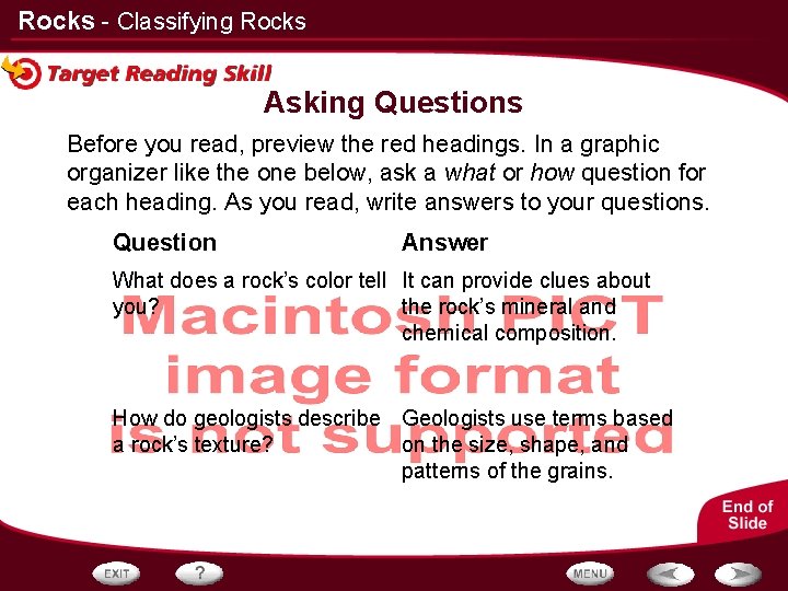 Rocks - Classifying Rocks Asking Questions Before you read, preview the red headings. In