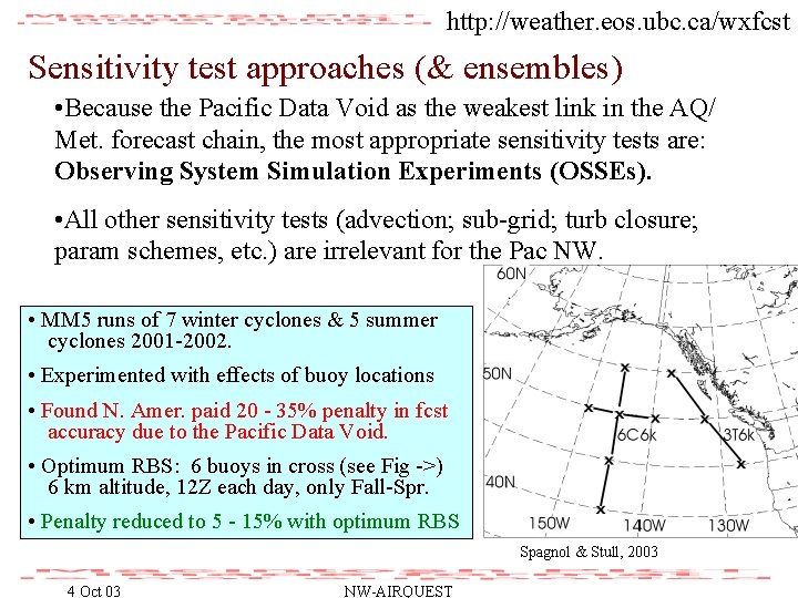 http: //weather. eos. ubc. ca/wxfcst Sensitivity test approaches (& ensembles) • Because the Pacific