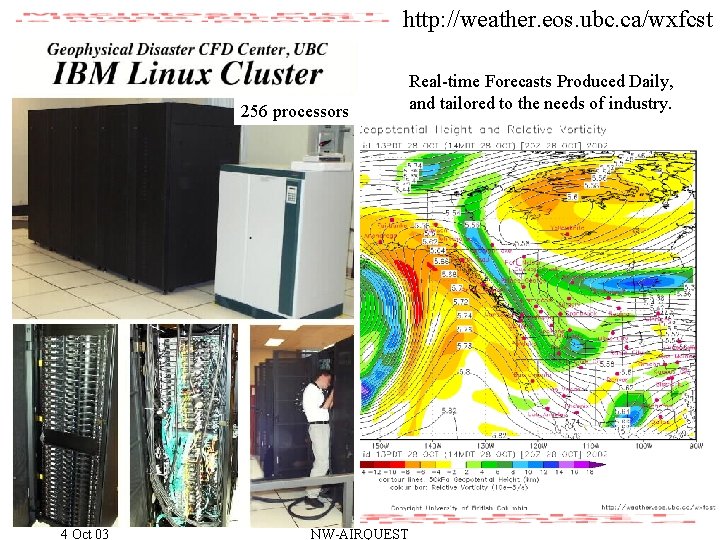 http: //weather. eos. ubc. ca/wxfcst 256 processors 4 Oct 03 NW-AIRQUEST Real-time Forecasts Produced