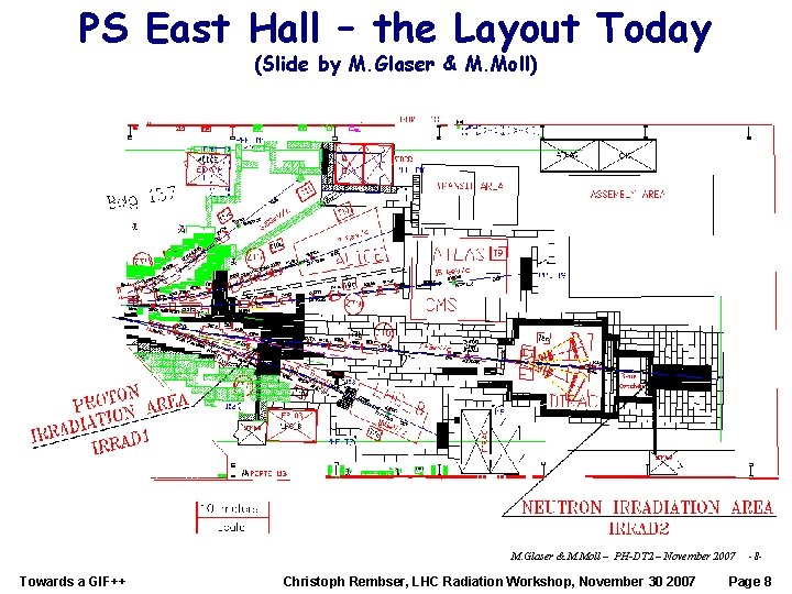 PS East Hall – the Layout Today (Slide by M. Glaser & M. Moll)