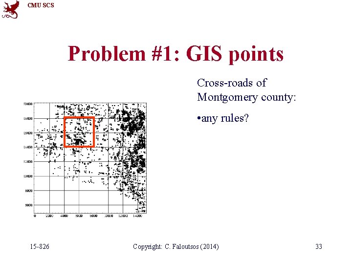 CMU SCS Problem #1: GIS points Cross-roads of Montgomery county: • any rules? 15