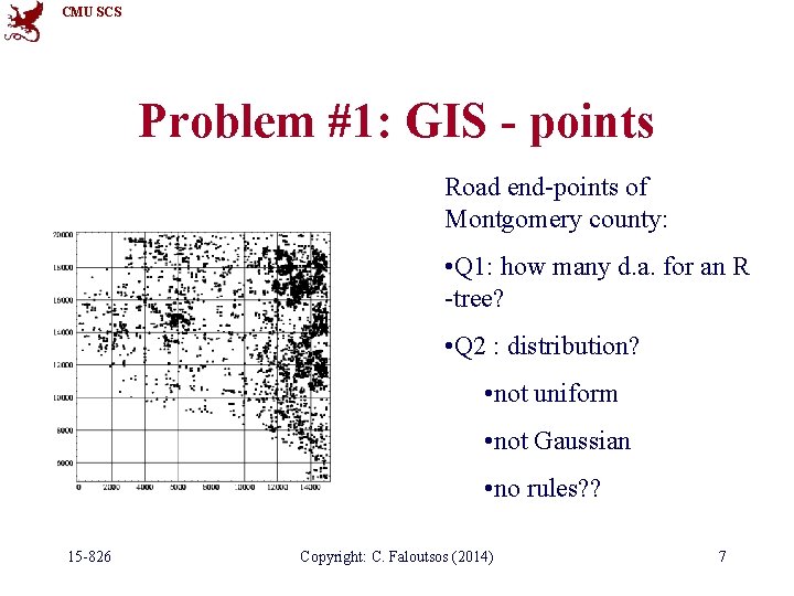 CMU SCS Problem #1: GIS - points Road end-points of Montgomery county: • Q
