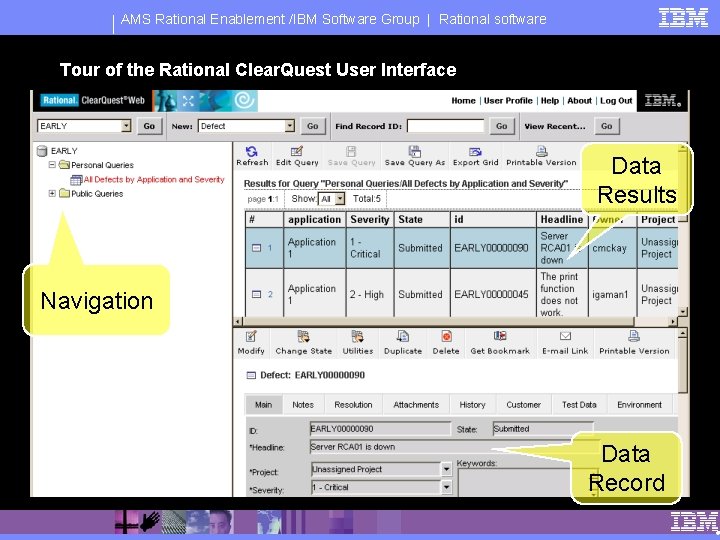 AMS Rational Enablement /IBM Software Group | Rational software Tour of the Rational Clear.