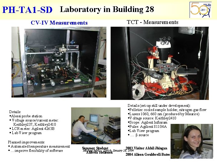 PH-TA 1 -SD Laboratory in Building 28 CV-IV Measurements Details: §Alessi probe station §