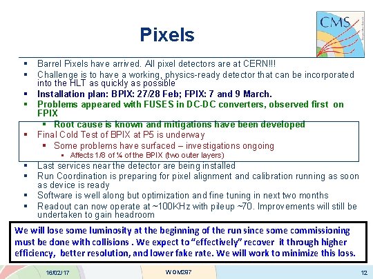 Pixels § § § Barrel Pixels have arrived. All pixel detectors are at CERN!!!
