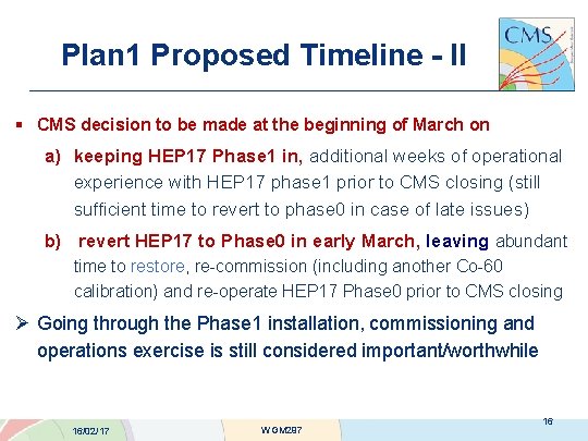 Plan 1 Proposed Timeline - II § CMS decision to be made at the