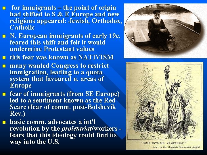 n n n for immigrants – the point of origin had shifted to S
