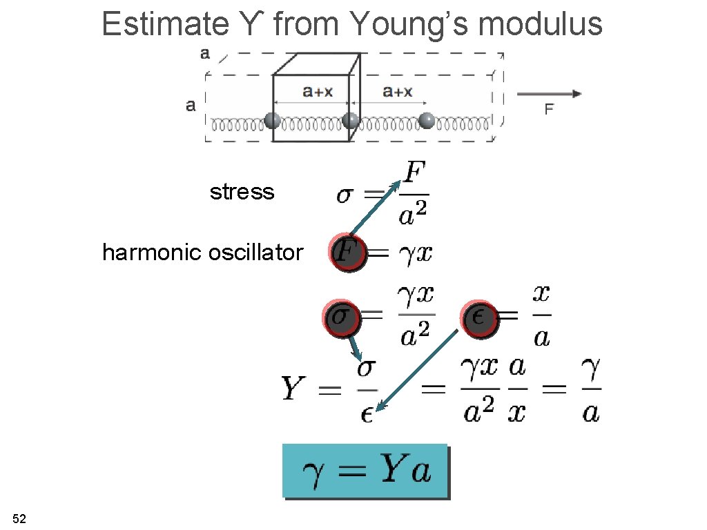 Estimate ϒ from Young’s modulus stress harmonic oscillator 52 