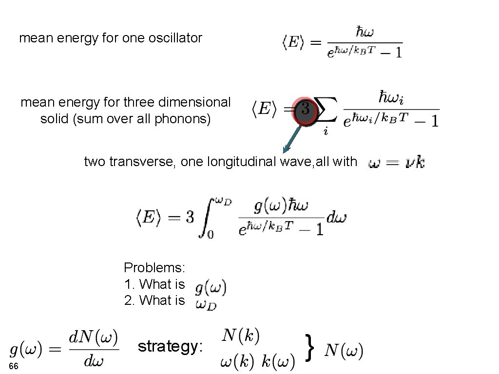mean energy for one oscillator mean energy for three dimensional solid (sum over all