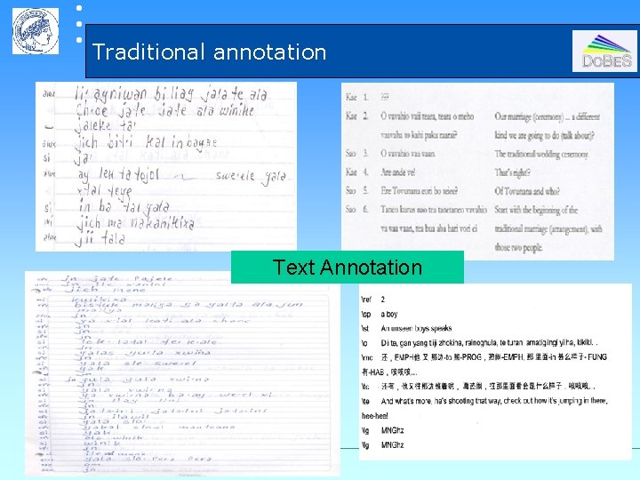  Traditional annotation Text Annotation 