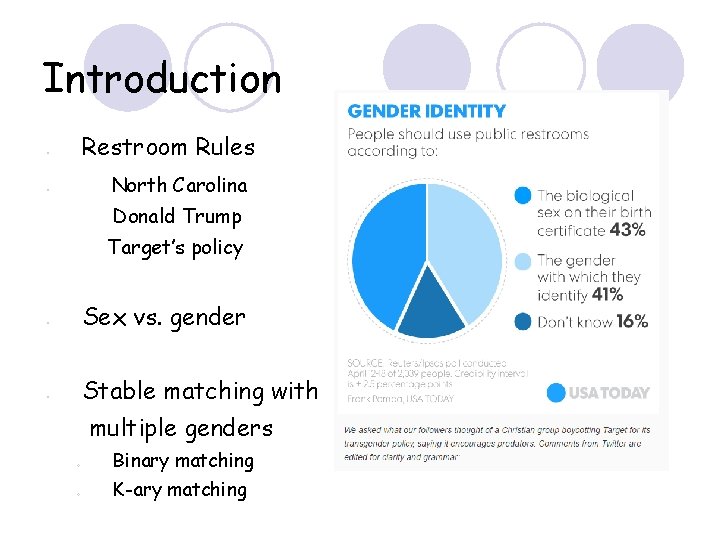 Introduction Restroom Rules ● North Carolina ● Donald Trump Target’s policy Sex vs. gender