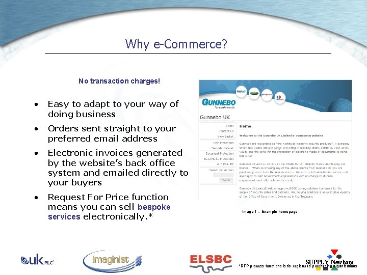 Why e-Commerce? No transaction charges! • Easy to adapt to your way of doing