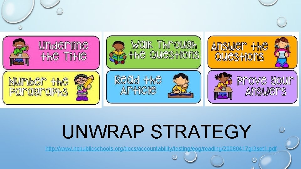 UNWRAP STRATEGY http: //www. ncpublicschools. org/docs/accountability/testing/eog/reading/20080417 gr 3 set 1. pdf 