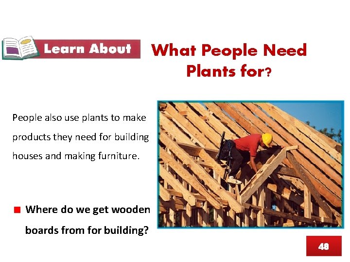 What People Need Plants for? People also use plants to make products they need