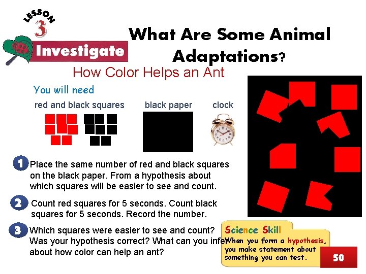 3 What Are Some Animal Adaptations? How Color Helps an Ant You will need