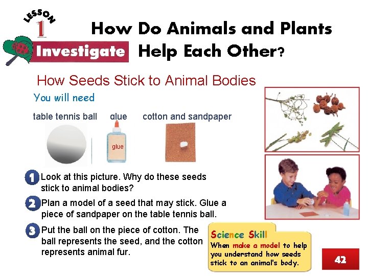 1 How Do Animals and Plants Help Each Other? How Seeds Stick to Animal