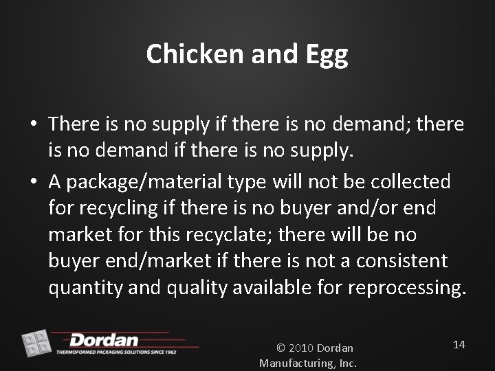 Chicken and Egg • There is no supply if there is no demand; there