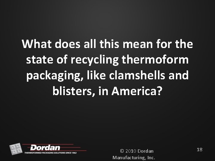 What does all this mean for the state of recycling thermoform packaging, like clamshells