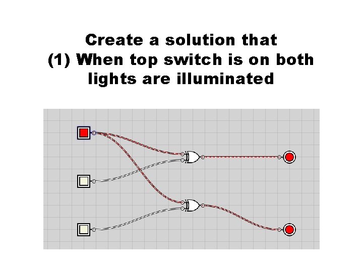 Create a solution that (1) When top switch is on both lights are illuminated Create a solution that (1) When top switch is on both lights are illuminated