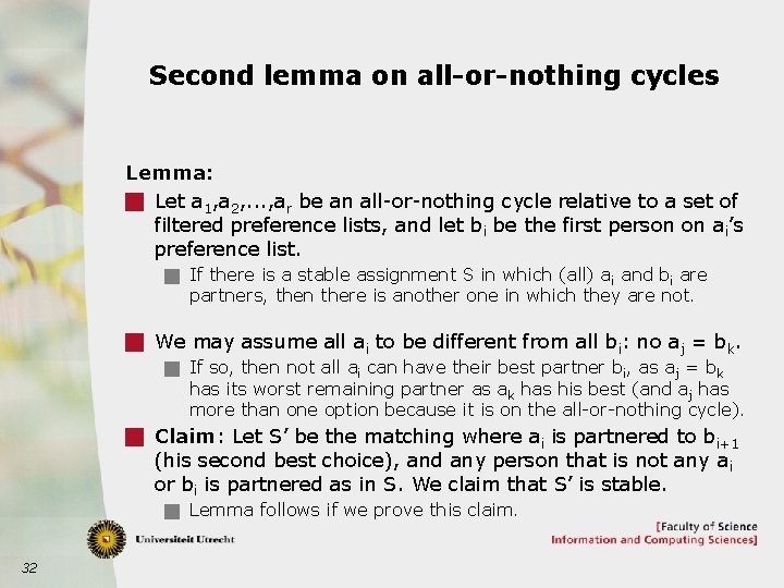 Second lemma on all-or-nothing cycles Lemma: g Let a 1, a 2, . .