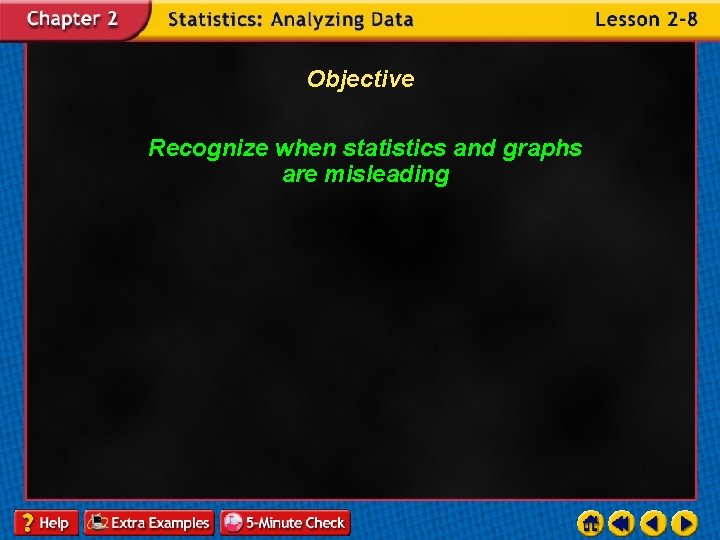 Objective Recognize when statistics and graphs are misleading 