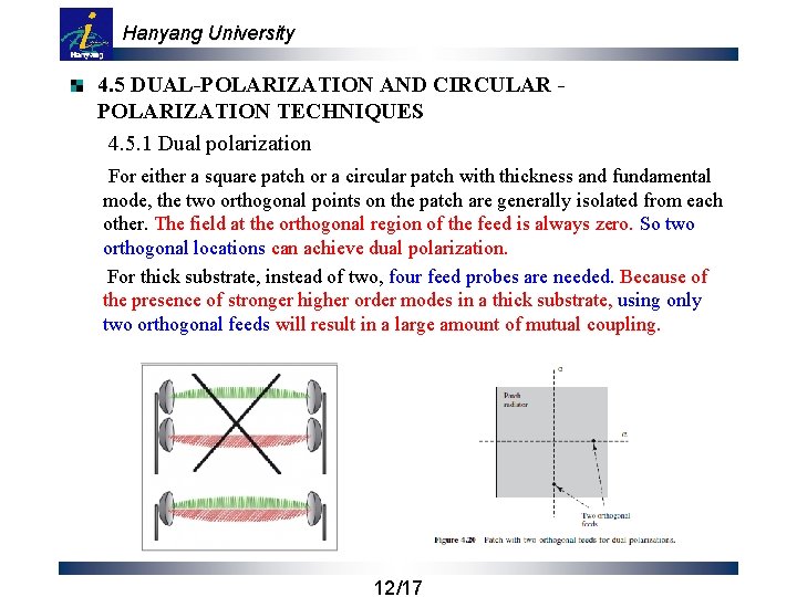 Hanyang University 4. 5 DUAL-POLARIZATION AND CIRCULAR POLARIZATION TECHNIQUES 4. 5. 1 Dual polarization