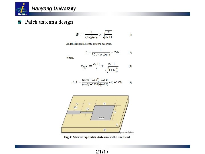 Hanyang University Patch antenna design 21/17 