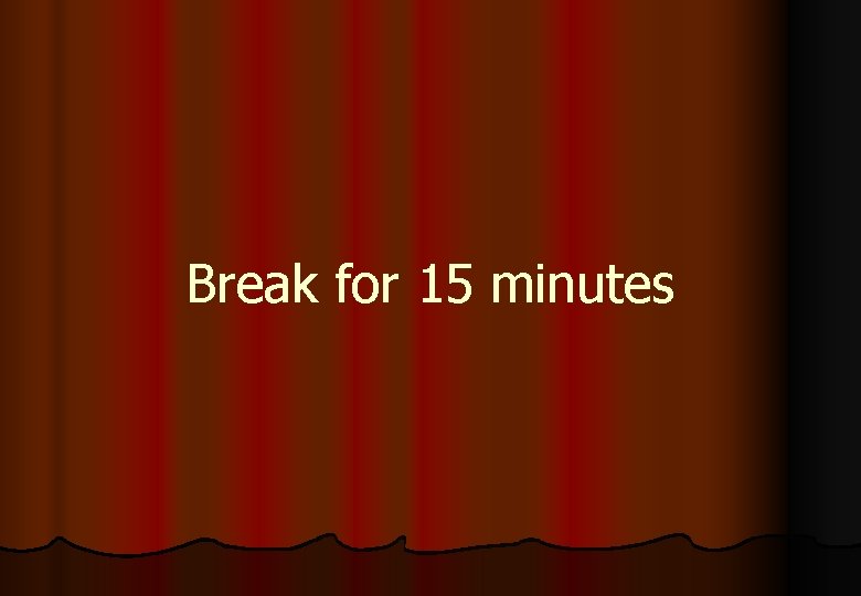 Break for 15 minutes 