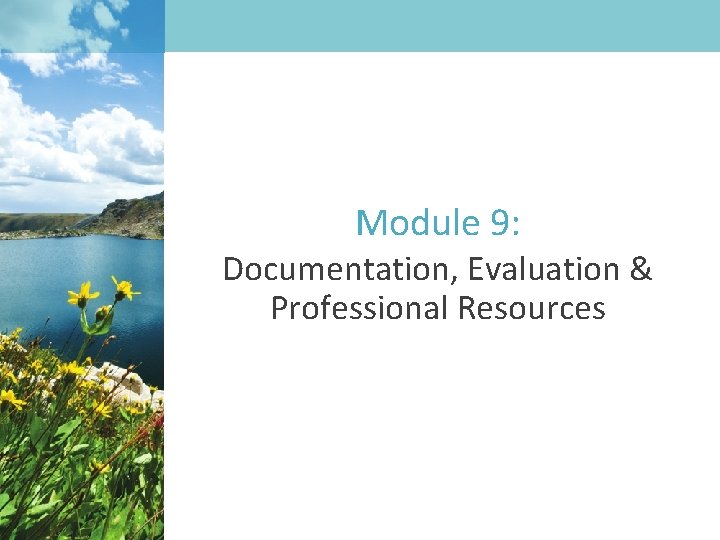 Module 9: Documentation, Evaluation & Professional Resources 