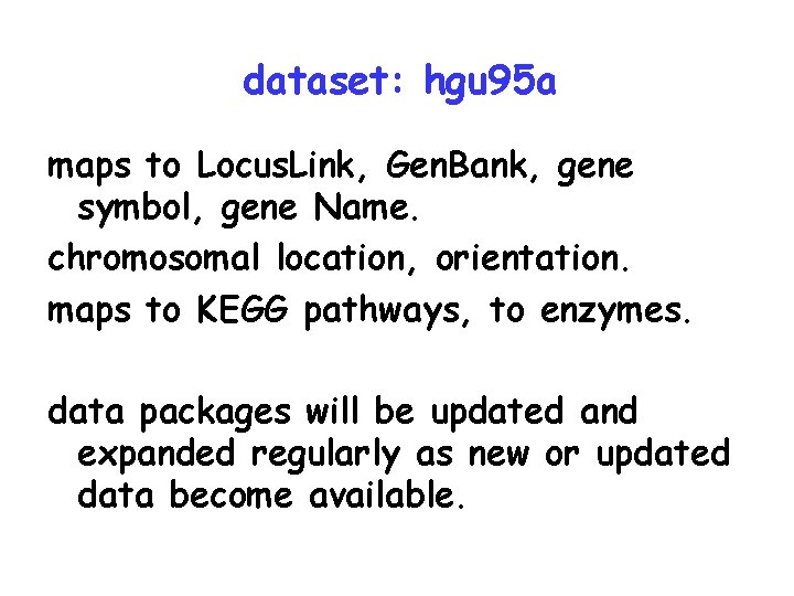 dataset: hgu 95 a maps to Locus. Link, Gen. Bank, gene symbol, gene Name.
