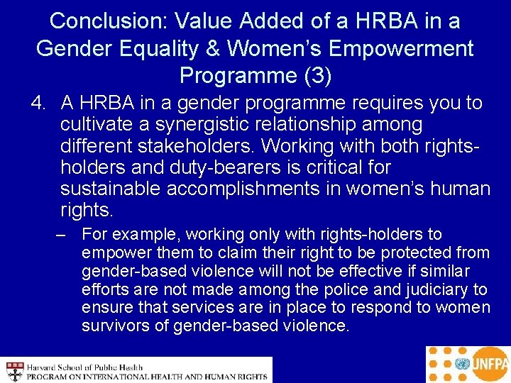 Conclusion: Value Added of a HRBA in a Gender Equality & Women’s Empowerment Programme