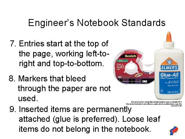 Engineer’s Notebook Standards 7. Entries start at the top of the page, working left-toright