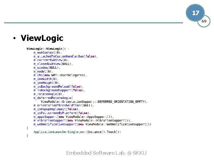 17 69 • View. Logic Embedded Software Lab. @ SKKU 