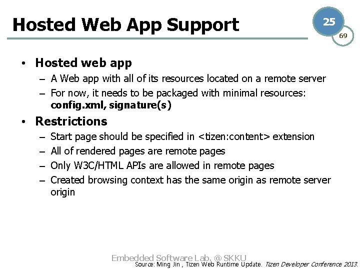 Hosted Web App Support 25 69 • Hosted web app – A Web app