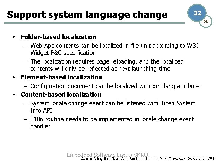 Support system language change 32 69 • Folder-based localization – Web App contents can