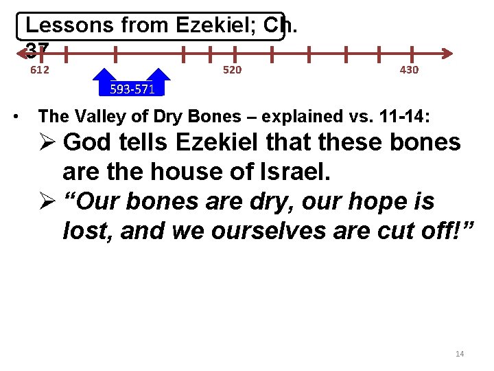 Lessons from Ezekiel; Ch. 37 612 520 430 593 -571 • The Valley of