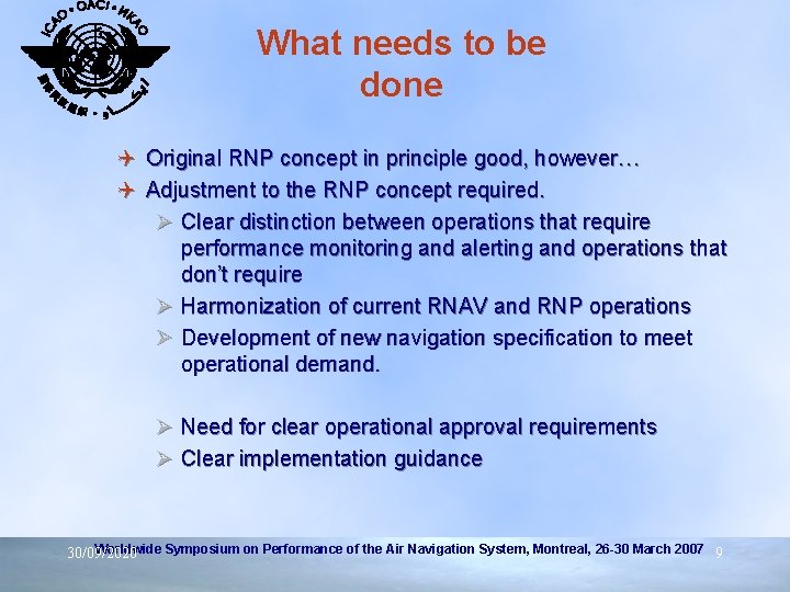 What needs to be done Q Original RNP concept in principle good, however… Q