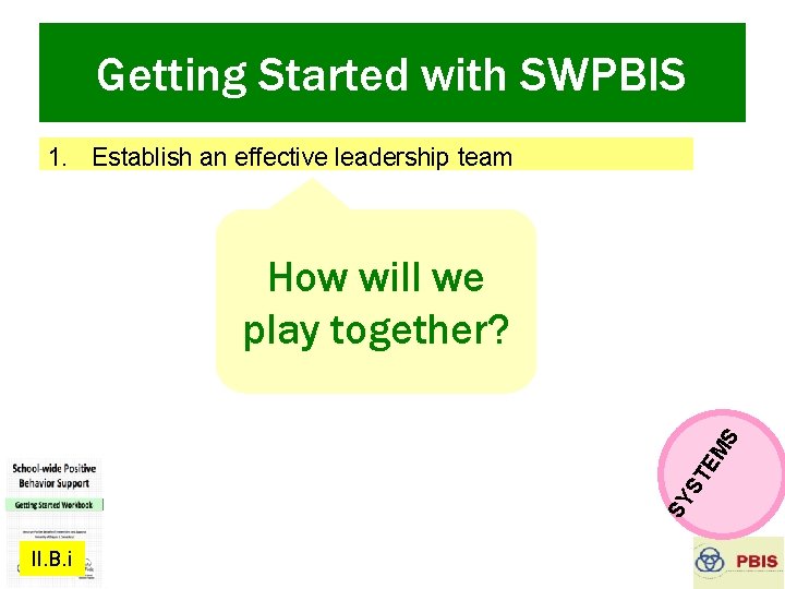 Getting Started with SWPBIS 8. 9. II. B. i 10. S EM 7. How