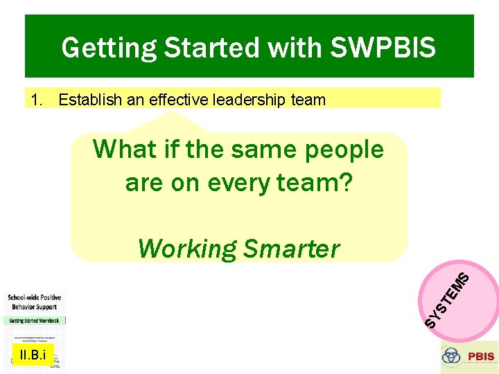 Getting Started with SWPBIS 8. 9. II. B. i 10. S Working Smarter EM