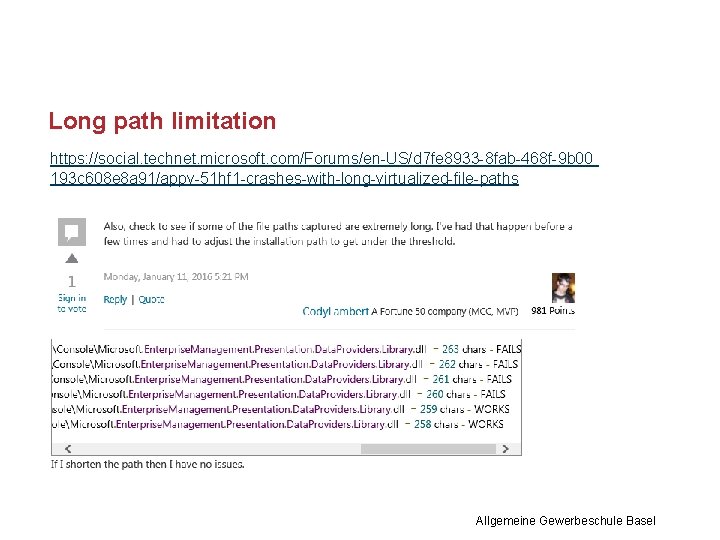 Long path limitation https: //social. technet. microsoft. com/Forums/en-US/d 7 fe 8933 -8 fab-468 f-9