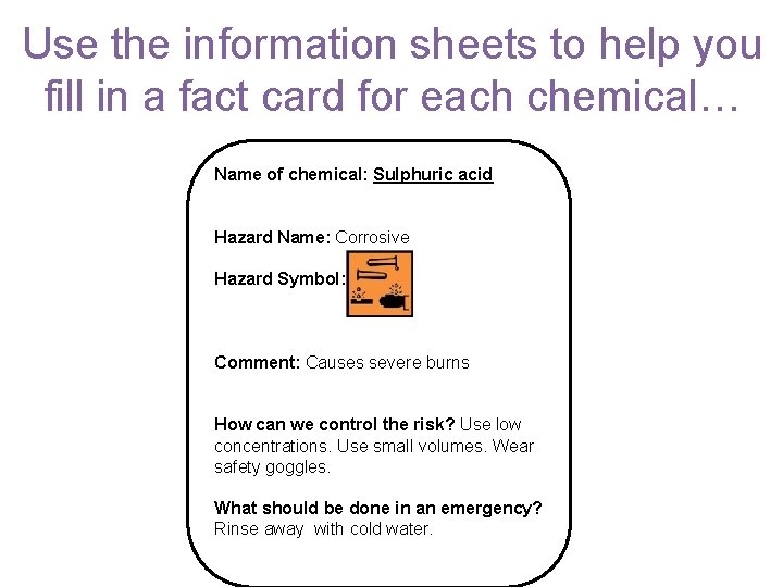 Use the information sheets to help you fill in a fact card for each