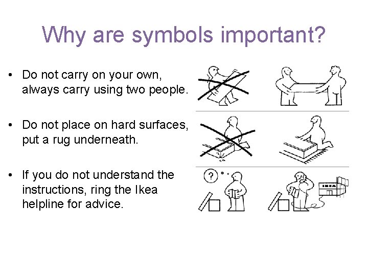 Why are symbols important? • Do not carry on your own, always carry using